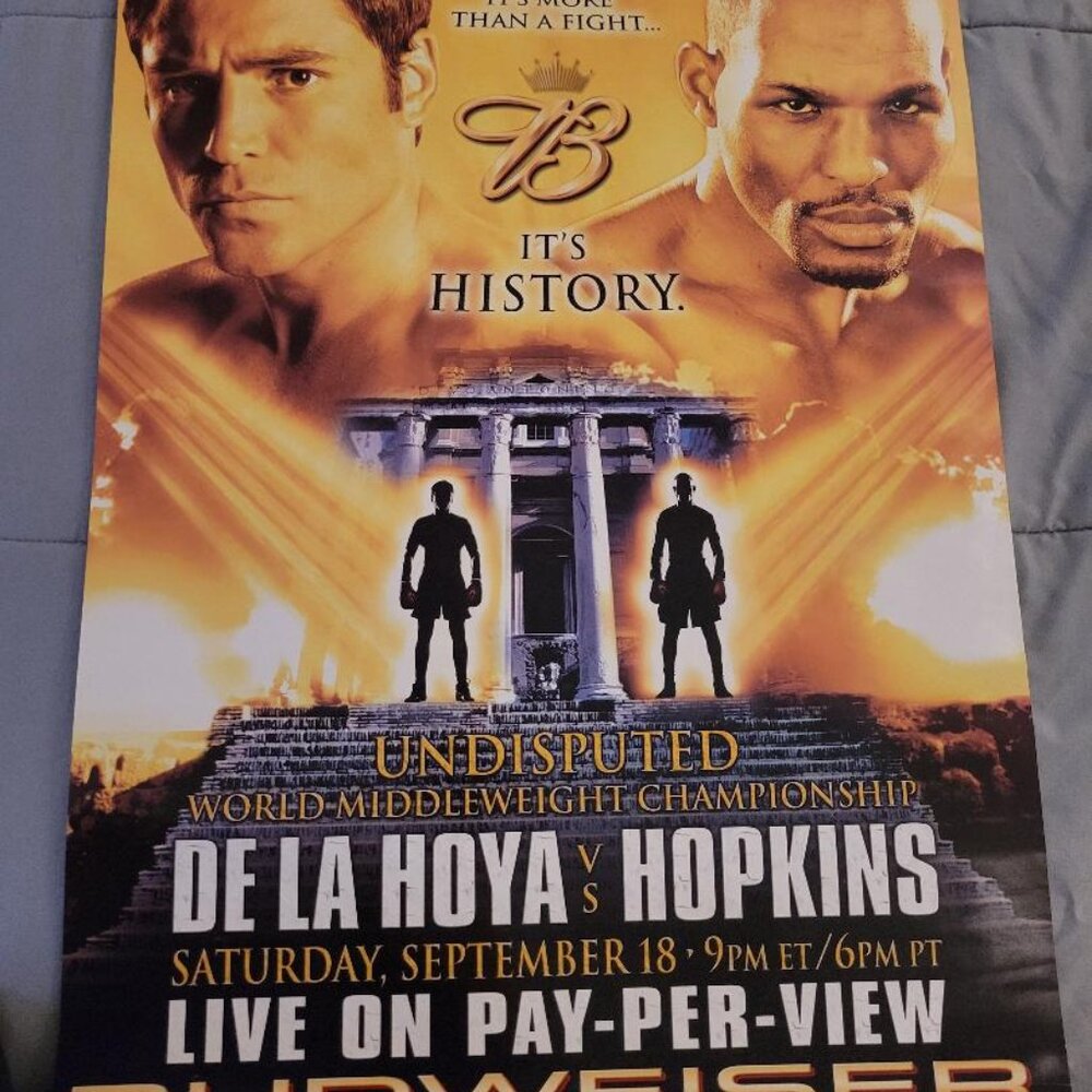 ORIGINAL OSCAR DE LA HOYA BERNARD HOPKINS FIGHT POSTER 2004